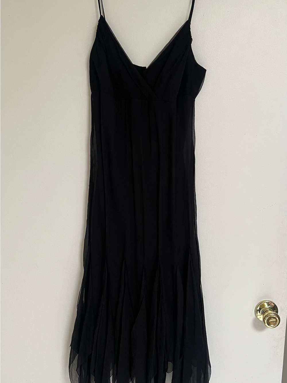 Betsey Johnson Vintage Black Spaghetti Strap Dress Handkerchief Hem 10